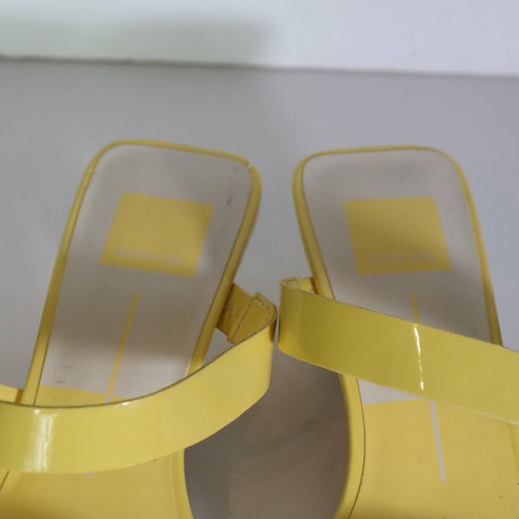 Dolce Vita Bertie Kitten Heel Yellow Size 7 Square Toe Strappy Leather Slip on - Picture 5 of 9